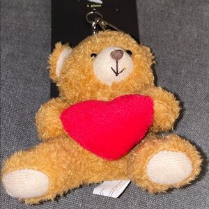 Cute Teddy Bear Keychain with Red Heart